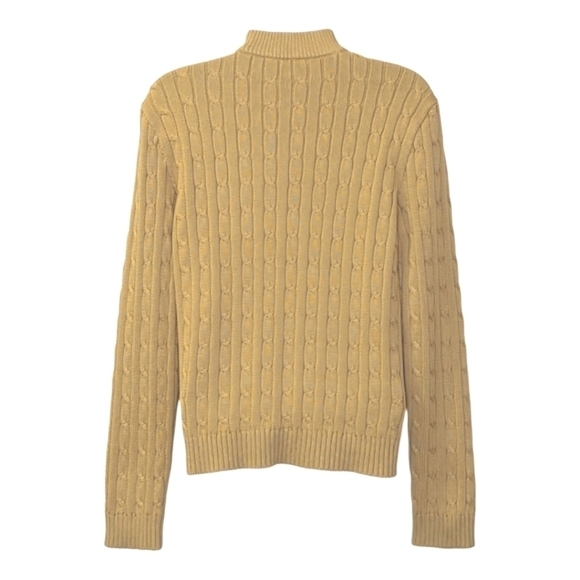 Lauren Ralph Lauren 100% Cotton Cable Knit Sweater Off Center Buttons Camel P/L - Picture 2 of 10